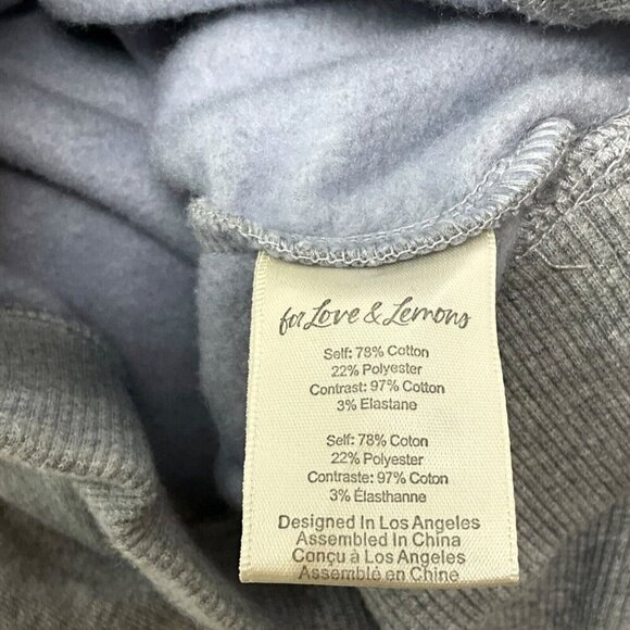 For Love and Lemons Josie Gray Hoody Crop Hoodie Sweatshirt Size M Pullover - Picture 10 of 11